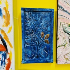 Quadro legno massello blu ed