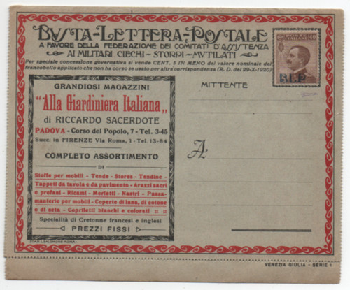 Regno blp 1920 busta lettera - 1920,