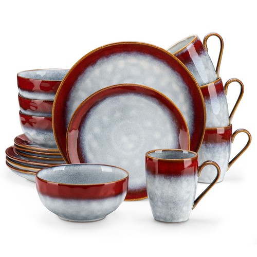 Set piatti rosso - , gres