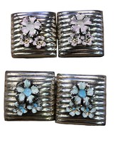 2 PAIA ORECCHINI CLIP FIORI ROSA E AZZURRO BIGIOTTERIA VINTAGE ANNI 70-90 CM 4