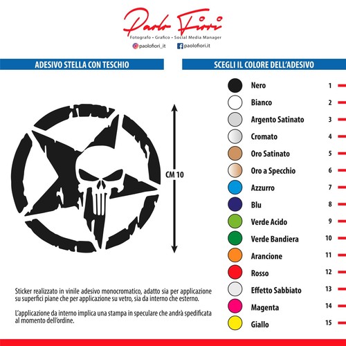 Adesivo stella con teschio - con,