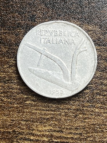 1952 italy ten lire - 10, plough