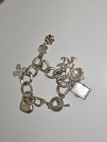Bracelet large acier signé - acier,