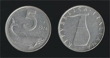 5 LIRE 1974 DELFINO E TIMONE -