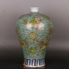 Vaso Polm 13,7 porcellana cinese antica famiglia kangxi rosa ramoscello linee leone