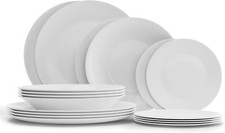 Servizio Tavola 18 Pezzi, Whitemoon, Vetro Opale, 27 cm