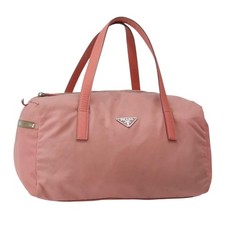 Borsa Prada Tasca Laterale Bauletto Nylon Con Pelle Rosa Nylon Borsetta Autentica