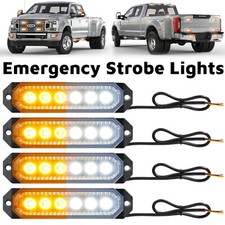 4x 6 LED Luci Stroboscopiche di Emergenza Bianco Ambra Avvertimento Lampeggiante Barra Luminosa
