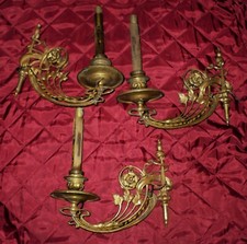 3 APPLIQUE DA PARETE ANTICHE-BRONZO O OTTONE-IN PATINA