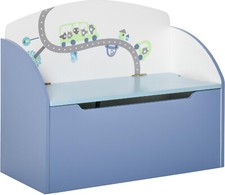 Cassapanca Baule Portagiochi Panca Legno Blu Bambini 3-8 Anni DecHome 31151DBU