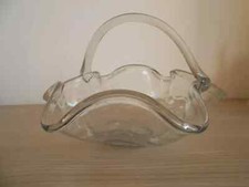 Cestello Portafrutta Portadolci in vetro trasparente anni 50/60