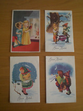 4 CARTOLINE NATALIZIE VINTAGE ANNI 60 NON VIAGGIATE. BUON NATALE