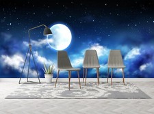 3D Nacht Mond Sterne Q7329