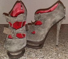 Tronchetti Chiuse Donna 37 Scarpe Sexy Usate Tacco 15 Alto High Heels Grigio