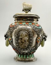 ANTICO VASO CERIMONIALE IN ARGENTO - MONGOLIA XIX SECOLO