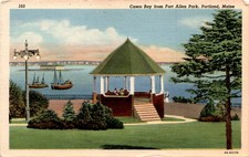 Cartolina Portland Maine Casco Bay Fort Allen Park Golfo del Maine Portland skyline