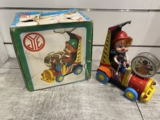 VINTAGE # Jyesa coche de circo TIN BATTERY OPERTED  TOY CIRCUS CLOWN CAR#[LP]