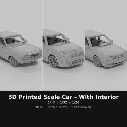 Printed scale car - scale, resin