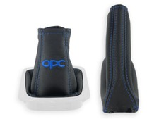 OPEL ZAFIRA A 99-05 CUFFIA DEL CAMBIO LEVA DEL FRENO A MANO PELLE RICAMO opc BLU