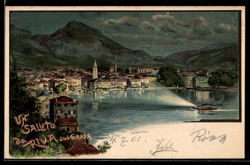 Litografia riva sul - litografia, garda