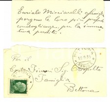 1935 BETTONA (PG) Eurialo MICCIARELLI condoglianze al conte Crispolto FIUMI