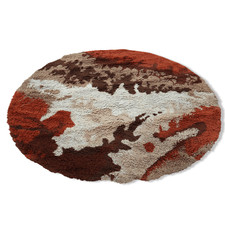 Tappeto rotondo in lana 190cm vintage anni 70  multicolore made in italy