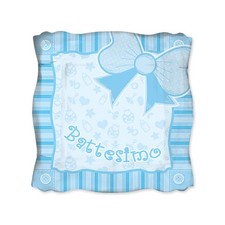 Piatti carta quadrati Cm. 19 Battesimo celeste - Confezione 8 pezzi