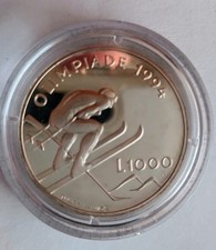 1994 SAN MARINO MONETA FONDO SPECCHIO PROOF OLIMPIADI INVERNALI LILLEHAMMER 94  