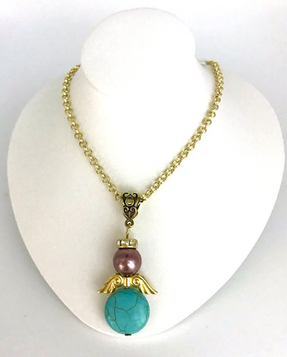 Angel necklace turquoise - angel,
