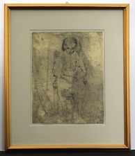 Trento Longaretti - Bambino malato - 1938-1939- puntasecca - 23,5x17,5cm