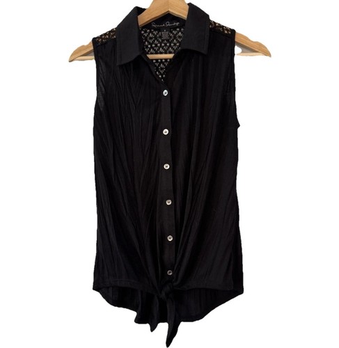 Y2k black sleeveless crochet - y2k,