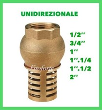 VALVOLA DI FONDO IN OTTONE UNIDIREZIONALE 1/2'' 3/4'' 1'' 1''.1/4 1''.1/2 2''