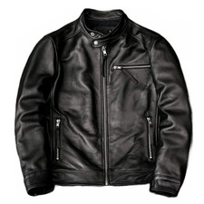 Giacca biker uomo nera vera