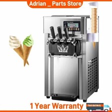 Macchina per Gelato Commerciale Morbido 3 Gusti Acciaio Congelato Yogurt Cono 220V