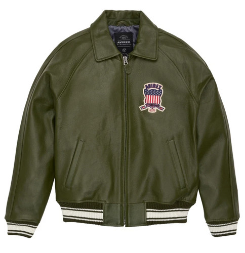 Giacca bomber vera pelle verde - vera,