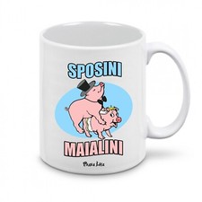 tazza ceramica scritta sposini maialini regalo addio nubilato scherzo matrimoni