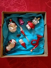 Scatola con 7 palline in vetro anni 60 addobbi di Natale vintage