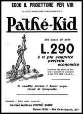 PUBBLICITA' 1930 PROIETTORE CINEMATOGRAFICO PATHE' KID BABY FOTOGRAFIA FILM