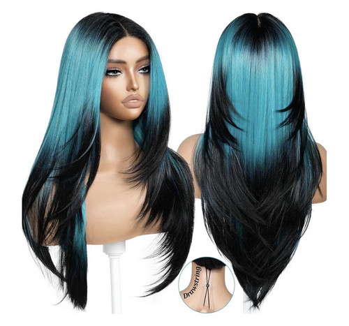 Parrucca strati ombre teal - strati,