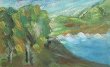 Paesaggio lago dipinto ad olio