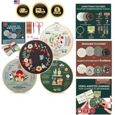 Kit Ricamo per Principianti 4 Pezzi Inizia Modelli Semplici Impara 31 Punti