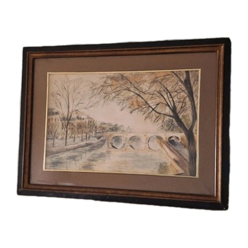 Pittura antica parigi ponte - pittura, "