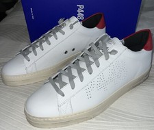 P448 Jack Sneaker Uomo EU 45 US 12 Nuovo con scatola Bianco Rosso con Lacci Grigi Look Indossato