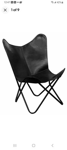 Sedia farfalla pelle nera - a,