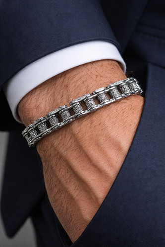 Bracciale catena moto - , argento