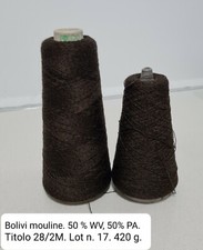 Filato yarn stock rocche BOLIVI MOULINE MARRONE. 50%MERINO, 50%ACRILICO. 420 G.