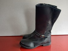 Stivali al ginocchio Vertbaudet bambina neri in pelle/camoscio con zip laterale. UK(13)EUR(32)-B23