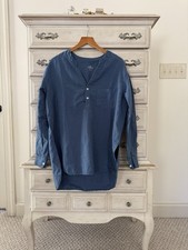 Top boho in lino blu Vikolino