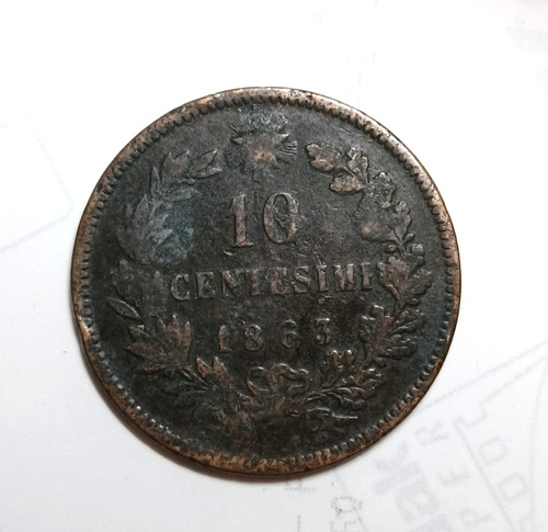 Italia regno centesimi 1863 - regno, 10
