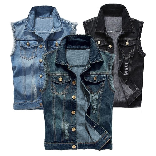 Gilet uomo denim strappato